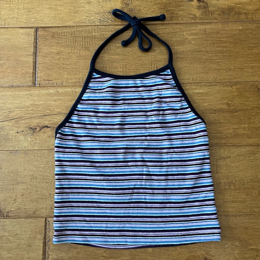 Brandy Melville Purple & Blue Halter Top 100% Cotton